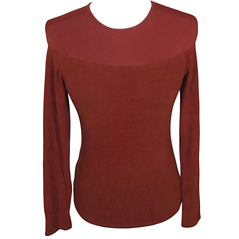 OGL Eco Mousse Mixed Fabric Wool Blend Long Sleeve Brami Bra Top Rust Sz Medium